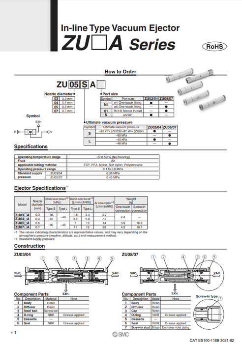 [SMC Pneumatics]Vacuum Pad ZU07LA