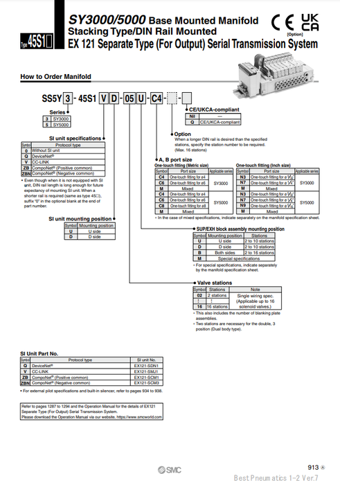 [SMC Pneumatics]Manifold SS5Y5-45S1R1U-05B-C6