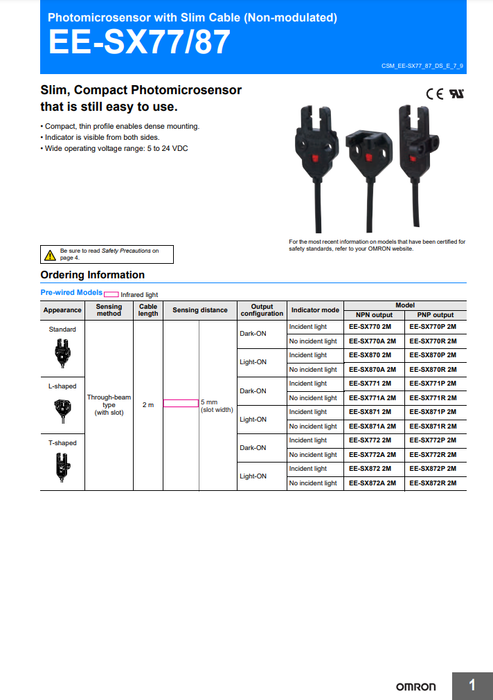 [OMRON]Photo micro sensor with Slim Cable EE-SX770