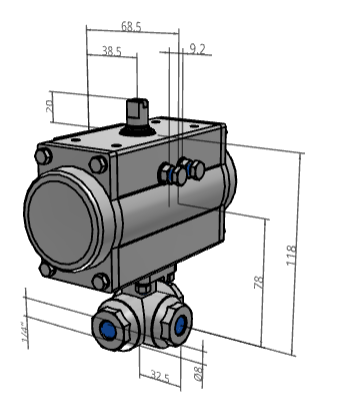 [FESTO] Ball valves and ball valve actuator units VZBM-A-1/4"-RP-25-F-3L-B2-PB20